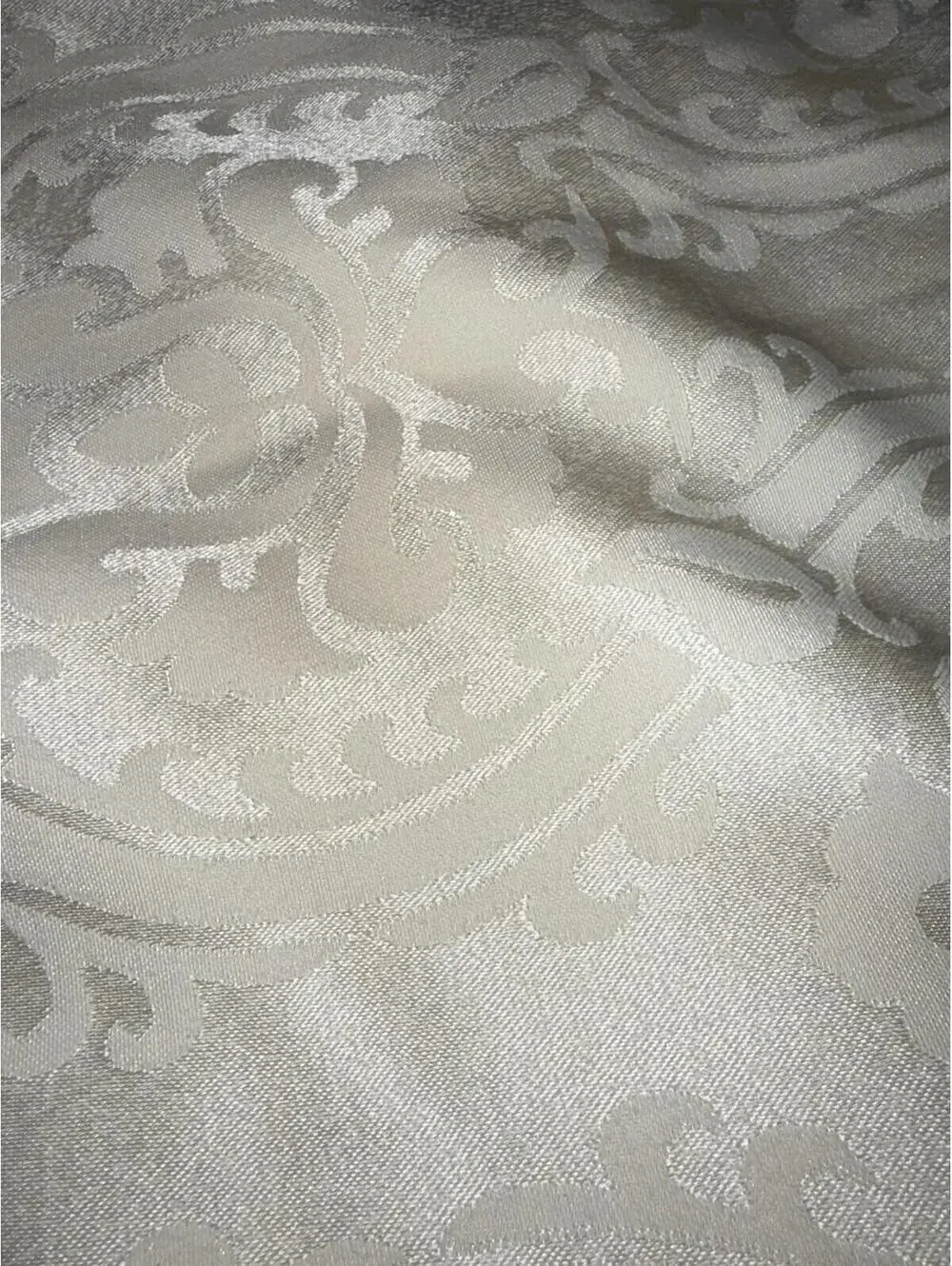 Vtg Jacquard Rectangle Cream Color Tablecloth - shabby chic, french country